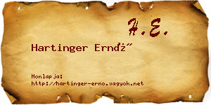 Hartinger Ernő névjegykártya